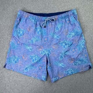 Peter Millar Seaside Making Waves Print Swim Trunks Men's Size Large Beach Fish